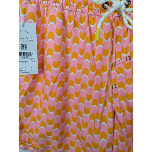 Maaji Sailor Sporty Men’s Swim Trunks Pink Orange Graphic Print Shorts M NWT - Picture 9 of 13